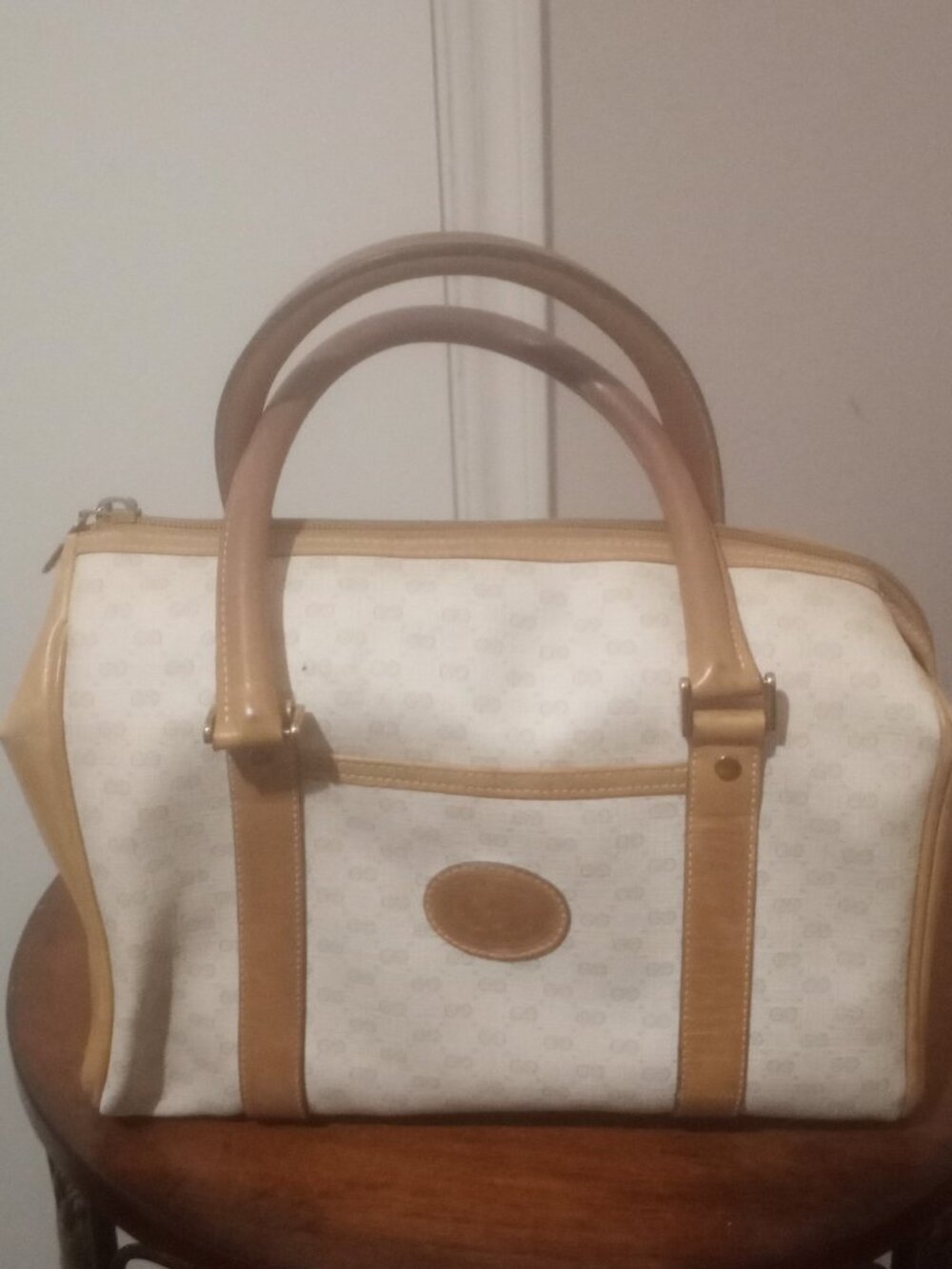 Vintage GUCCI Boston Hand Bag Micro GG Leather Authentic Handles And Strap Italy